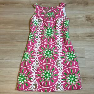 Lilly Pulitzer silk Hibiscus Pink Gather Round Jacqueline Dress Size 6